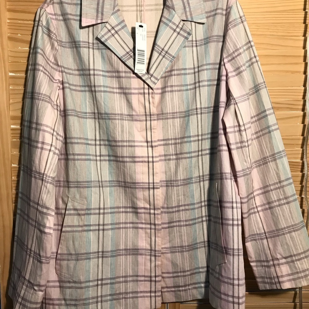 Company Ellen Tracy Linen Jacket Linen Plaid Woman’s Size Large